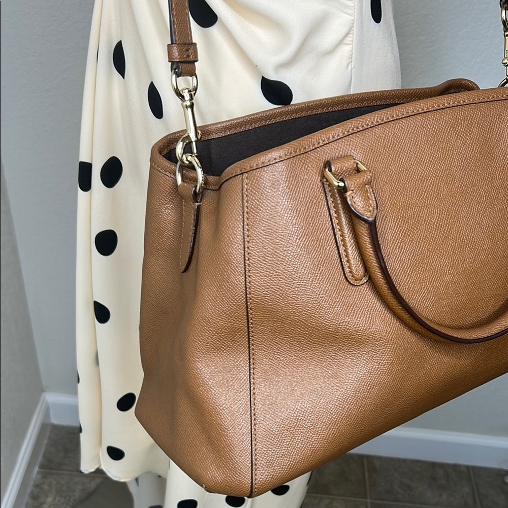 Coach Margot Carryall Crossbody Bag Pebbled Leather Brown Tote Satchel / Strap - Picture 13 of 17